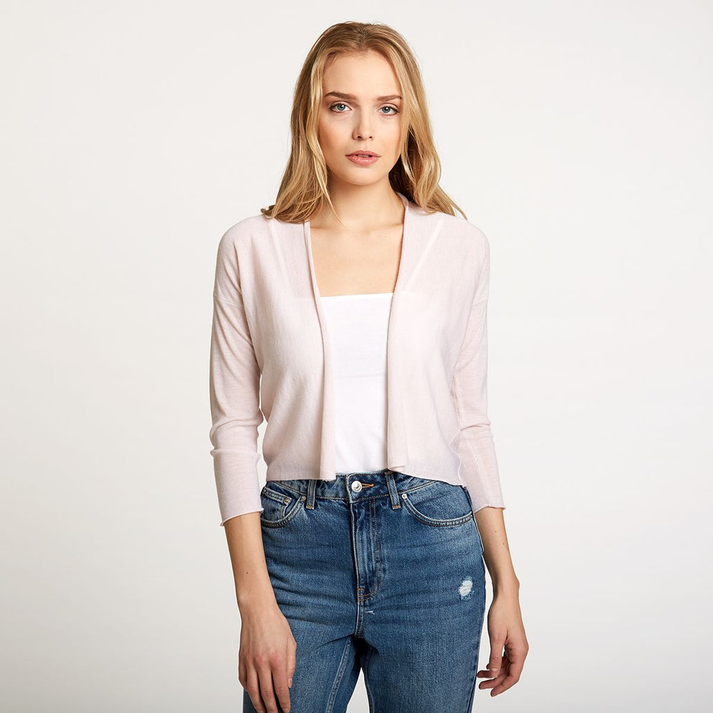 Women's Easy Crop Cardigan in Toeshoe Pink by Autumn Cashmere