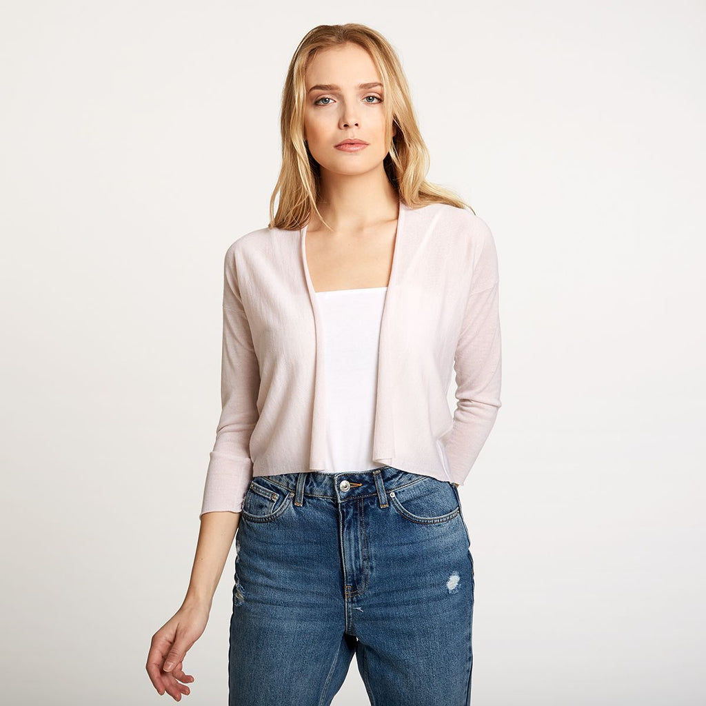 Women's Easy Crop Cardigan in Toeshoe Pink by Autumn Cashmere