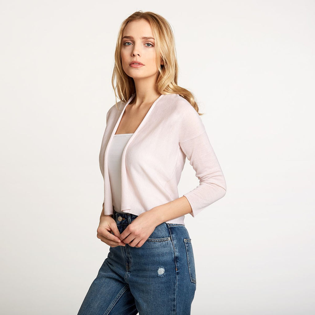 Women's Easy Crop Cardigan in Toeshoe Pink by Autumn Cashmere