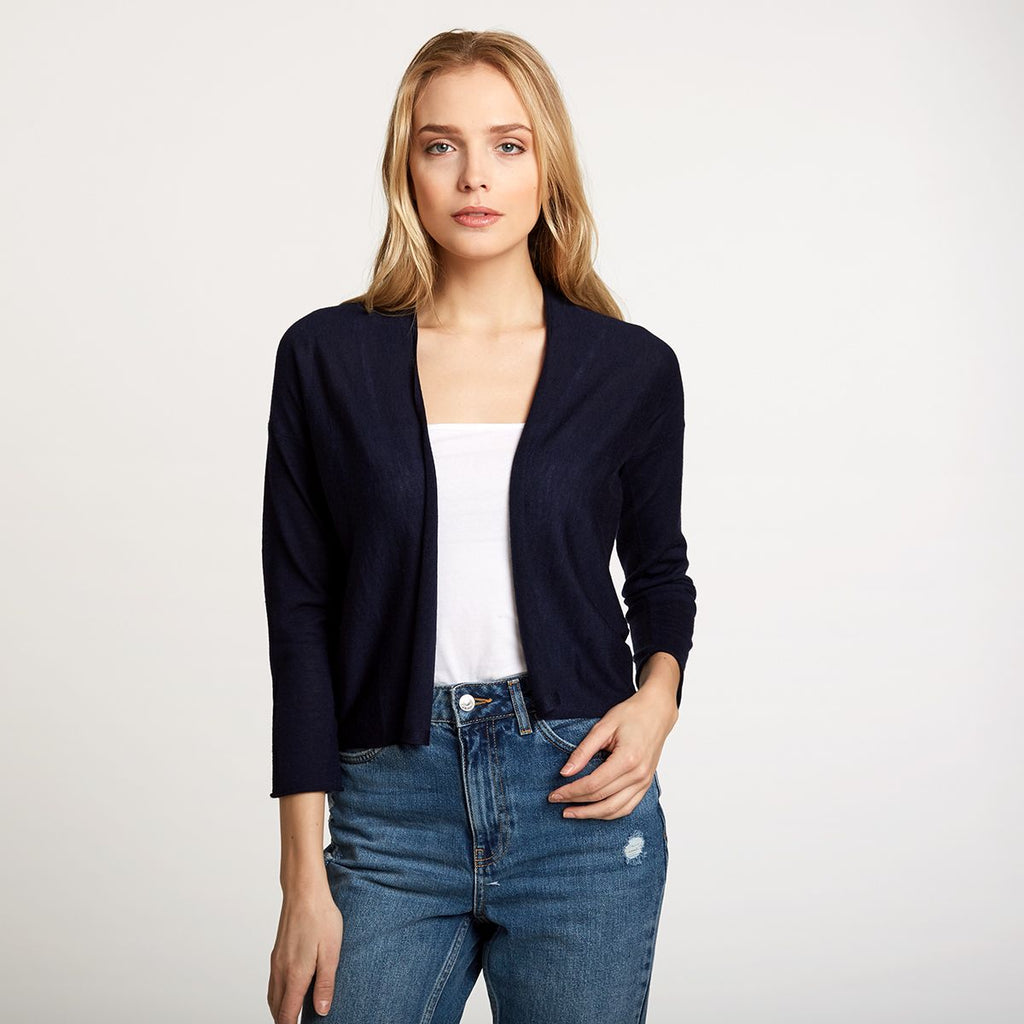 Easy Crop Cardigan in Navy | Autumn Cashmere