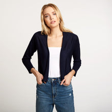 Load image into Gallery viewer, Women&#39;s Easy Crop Cardigan in Navy by Autumn Cashmere