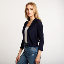 Load image into Gallery viewer, Women&#39;s Easy Crop Cardigan in Navy by Autumn Cashmere