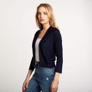 Women's Easy Crop Cardigan in Navy by Autumn Cashmere
