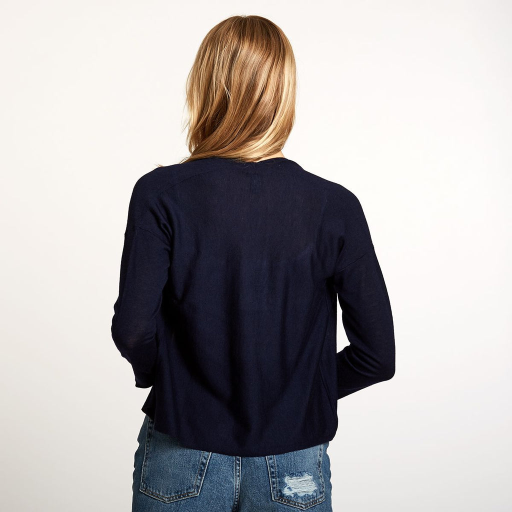 Women's Easy Crop Cardigan in Navy by Autumn Cashmere