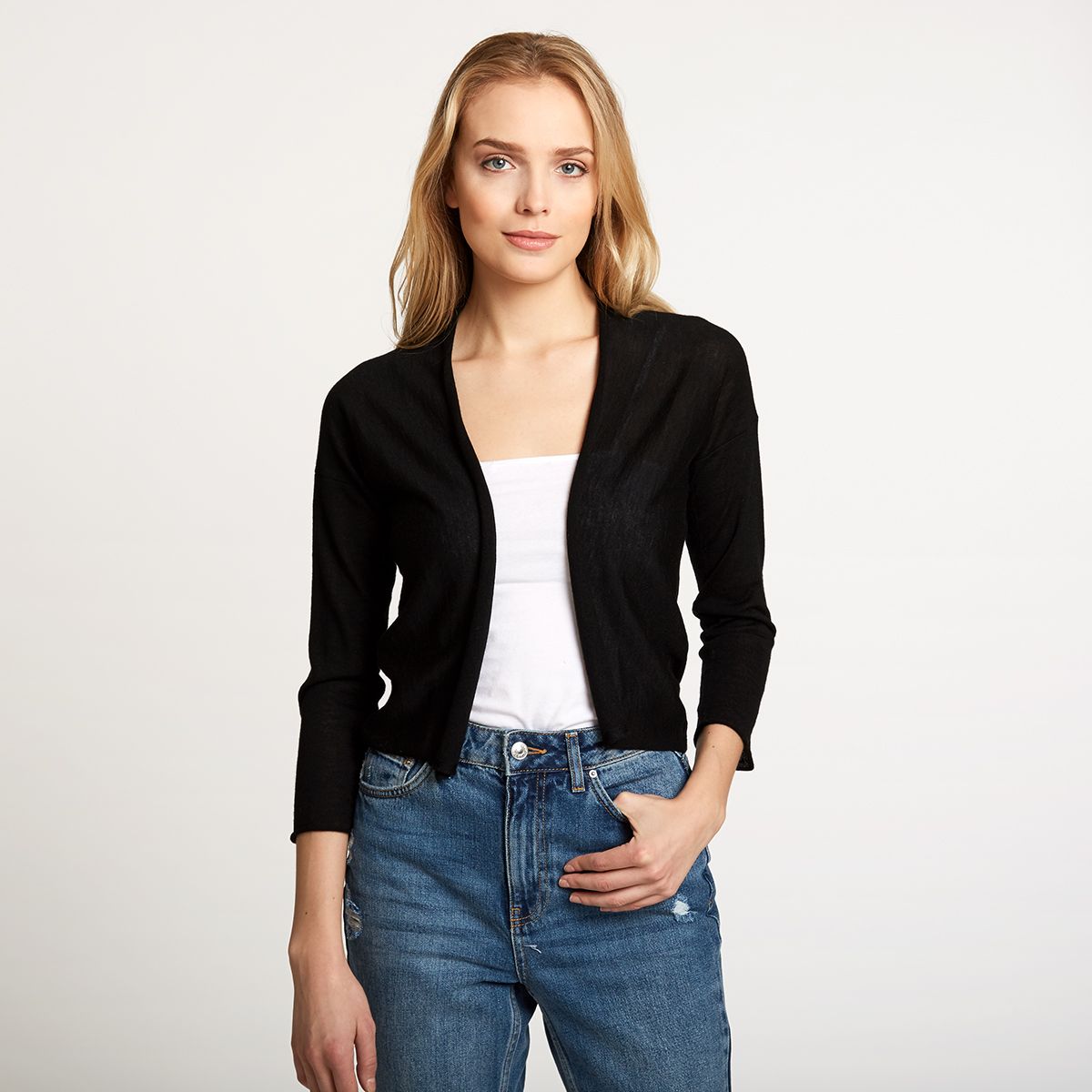 Easy Crop Cardigan in Black