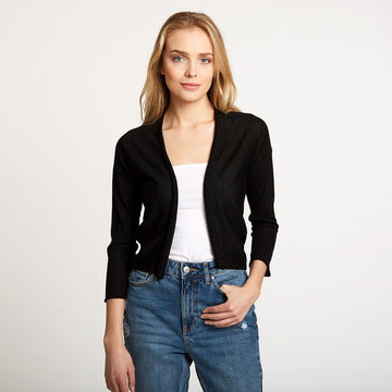 Women's Easy Crop Cardigan in Black by Autumn Cashmere