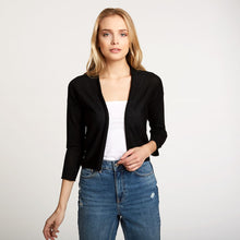 Load image into Gallery viewer, Women&#39;s Easy Crop Cardigan in Black by Autumn Cashmere