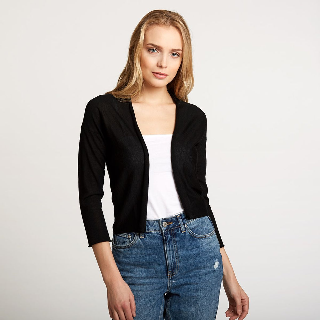 Women's Easy Crop Cardigan in Black by Autumn Cashmere