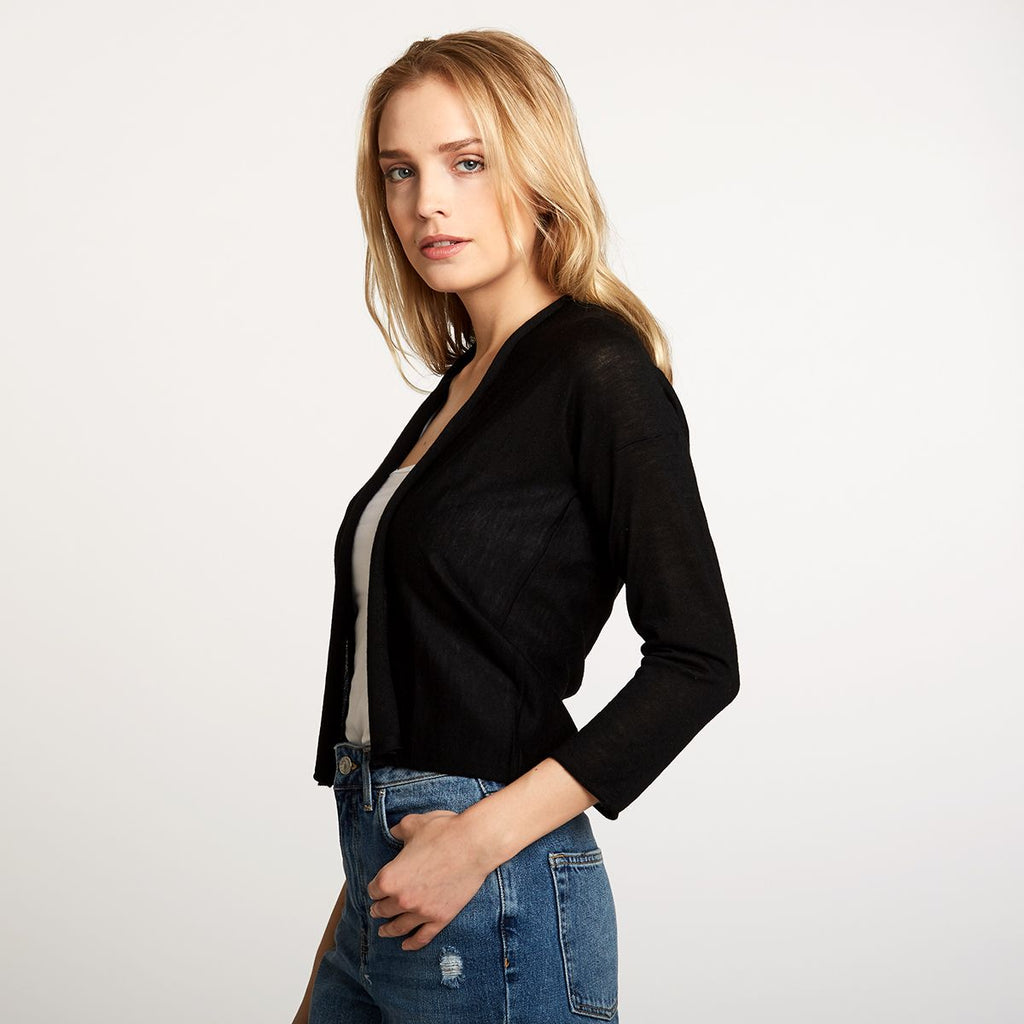 Women's Easy Crop Cardigan in Black by Autumn Cashmere