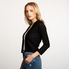 Load image into Gallery viewer, Women&#39;s Easy Crop Cardigan in Black by Autumn Cashmere