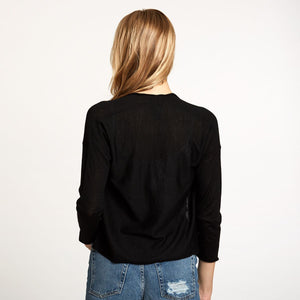 Women's Easy Crop Cardigan in Black by Autumn Cashmere